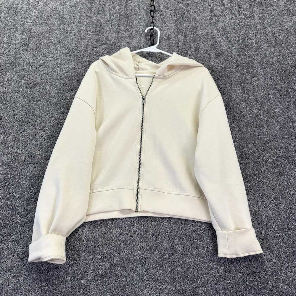 A New Day Hoodie Womens 2XL White Knit Full Zip Hooded Casual Sweatshirt